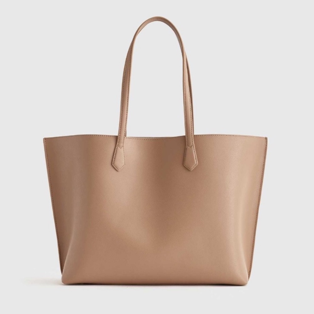 NWOT Quince Italian Leather Triple Compartment Shopper Tote In Cappuccino